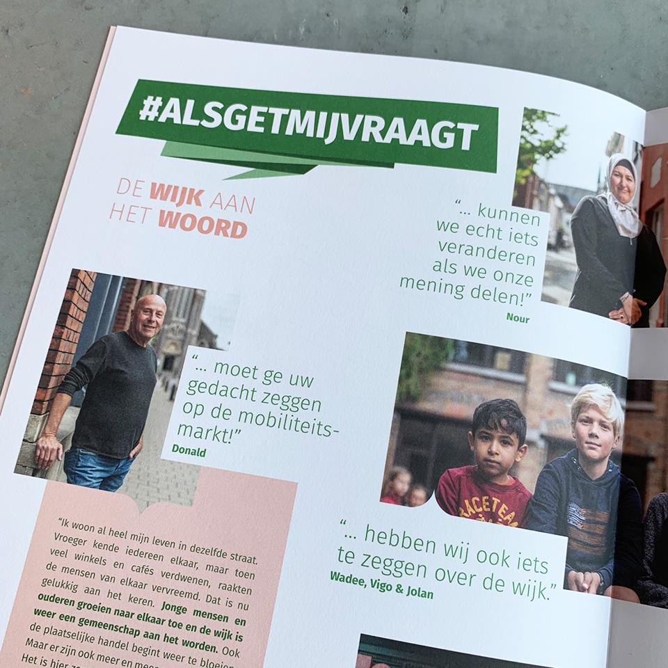 brochure voor participatiecampagne #alsgetmijvraagt voor de wijkmobiliteitsplannen Stad Gent